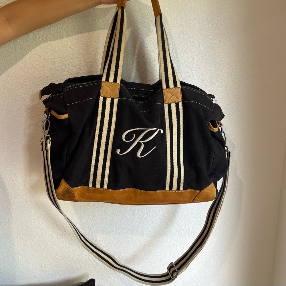 Pottery Barn Kids Classic Black Diaper bag Monogram Letter K